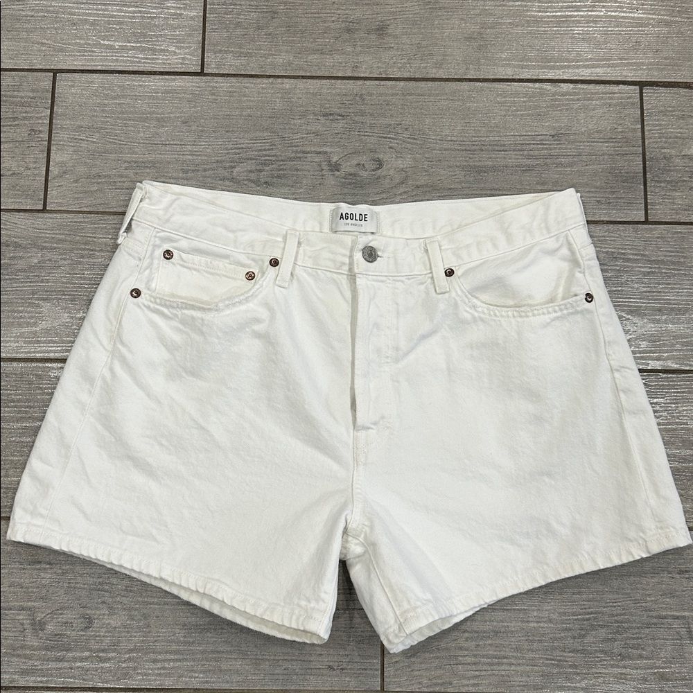 Agolde Parker Long White Denim Jean Shorts Size 31 (12) New! - Picture 9 of 15